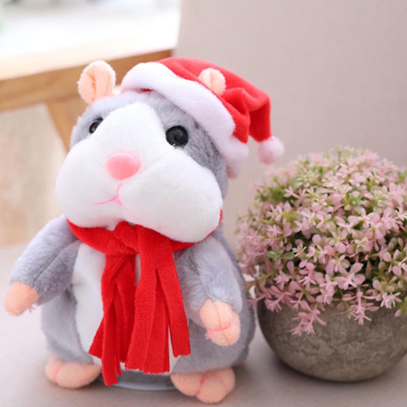 🐹 Peluche hamster parlante – répète les sons et bouge ! 3 couleurs + édition de Noël (15 cm) ✨🎄