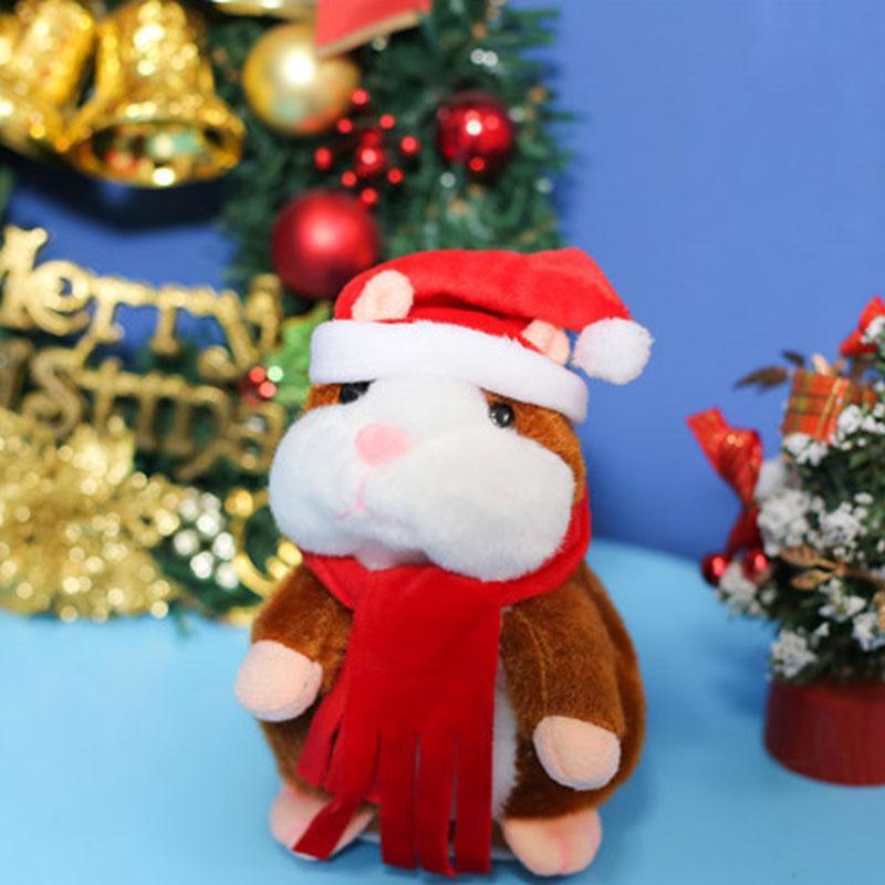 🐹 Peluche hamster parlante – répète les sons et bouge ! 3 couleurs + édition de Noël (15 cm) ✨🎄