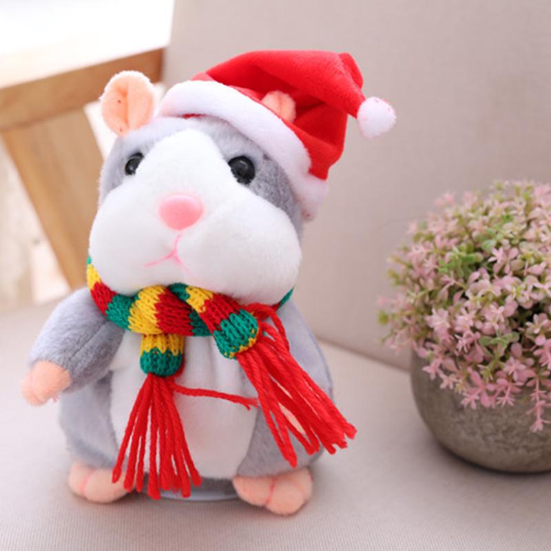 🐹 Peluche hamster parlante – répète les sons et bouge ! 3 couleurs + édition de Noël (15 cm) ✨🎄