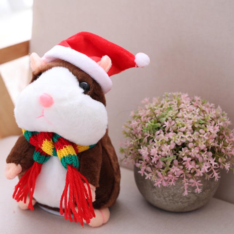 🐹 Peluche hamster parlante – répète les sons et bouge ! 3 couleurs + édition de Noël (15 cm) ✨🎄