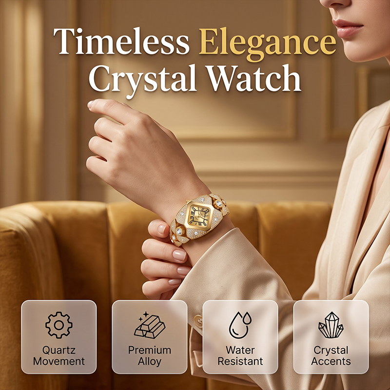 💎 Montre femme au cadran losange et strass – Élégance géométrique et éclat singulier