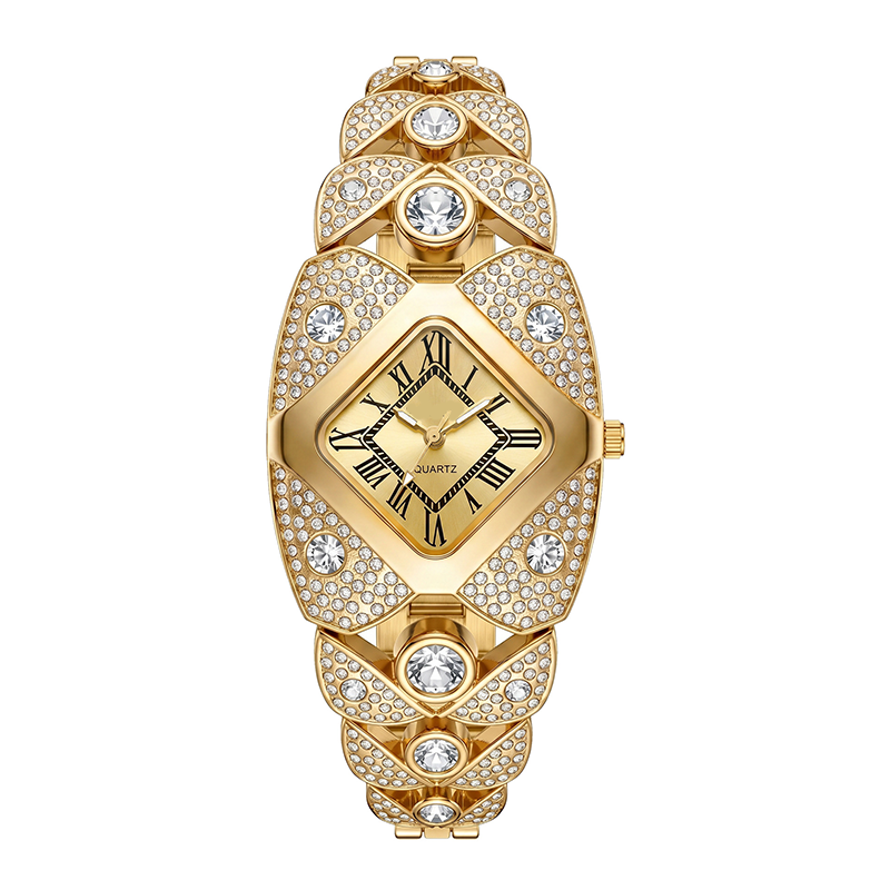 💎 Montre femme au cadran losange et strass – Élégance géométrique et éclat singulier