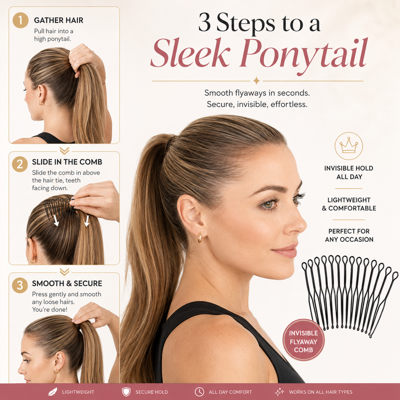💇‍♀️Peigne Barrette Fixateur Invisible Anti-Frisottis ✨
