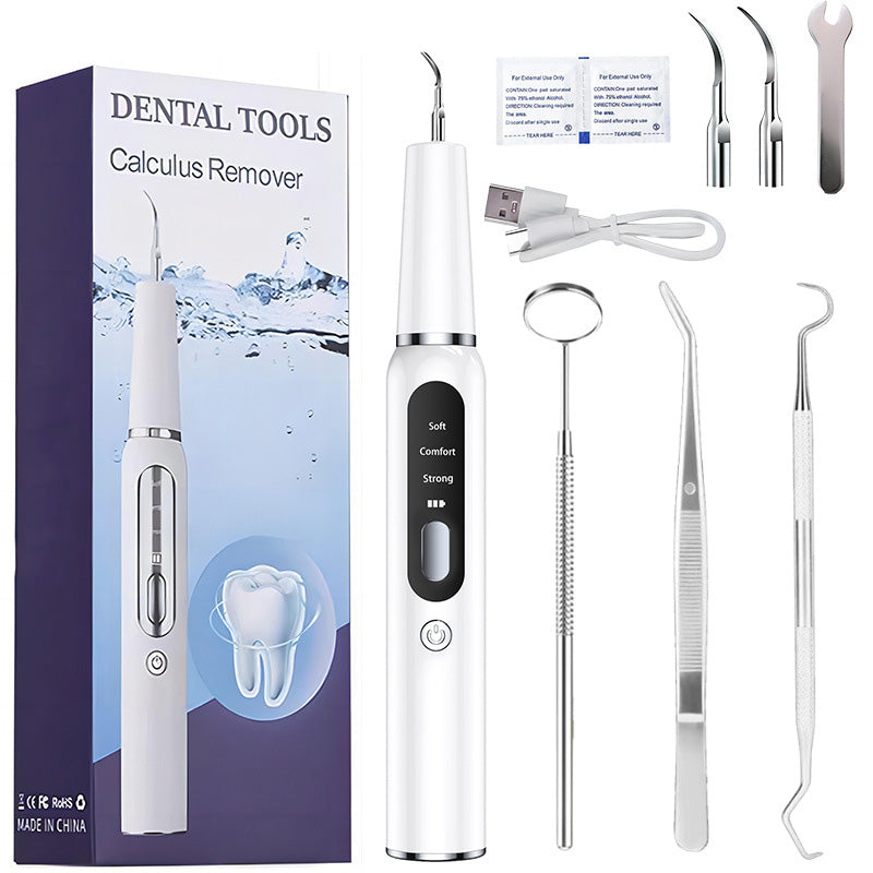 🦷 Nettoyeur dentaire à ultrasons rechargeable--Éliminateur électrique de plaque et de tartre avec lumière LED