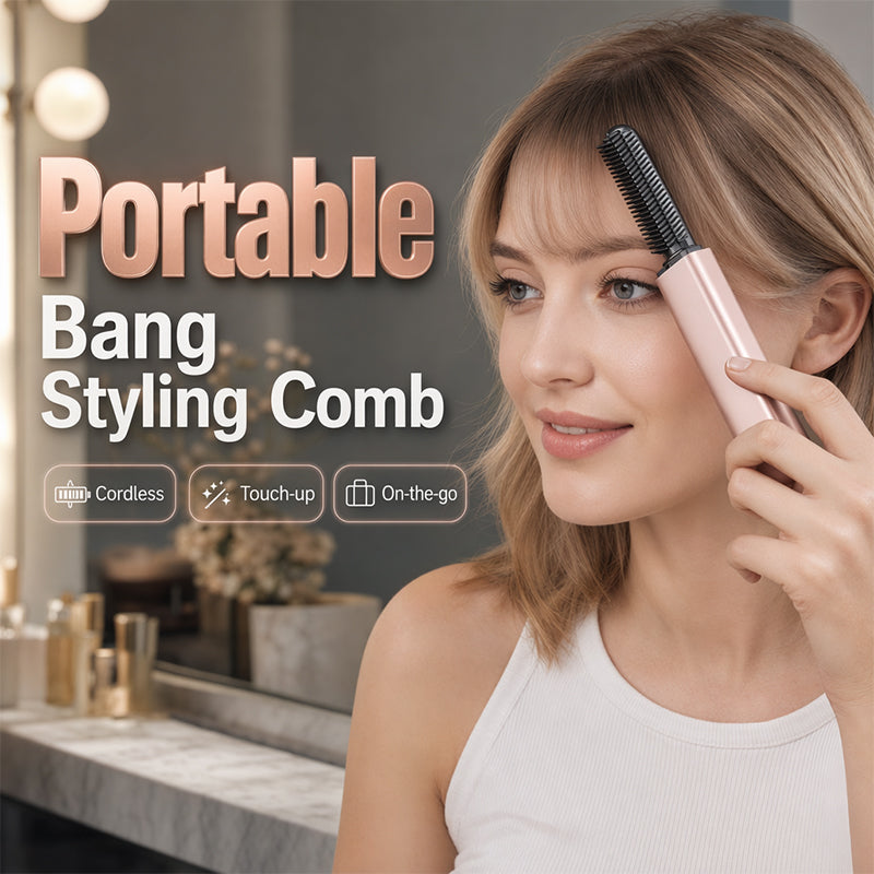 💁‍♀️✨ Mini-brosse chauffante sans fil – Votre élégant compagnon nomade pour coiffer votre frange en quelques secondes