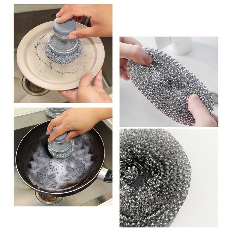 🧼Brosse à récurer avec distributeur de liquide vaisselle et tête amovible en PET