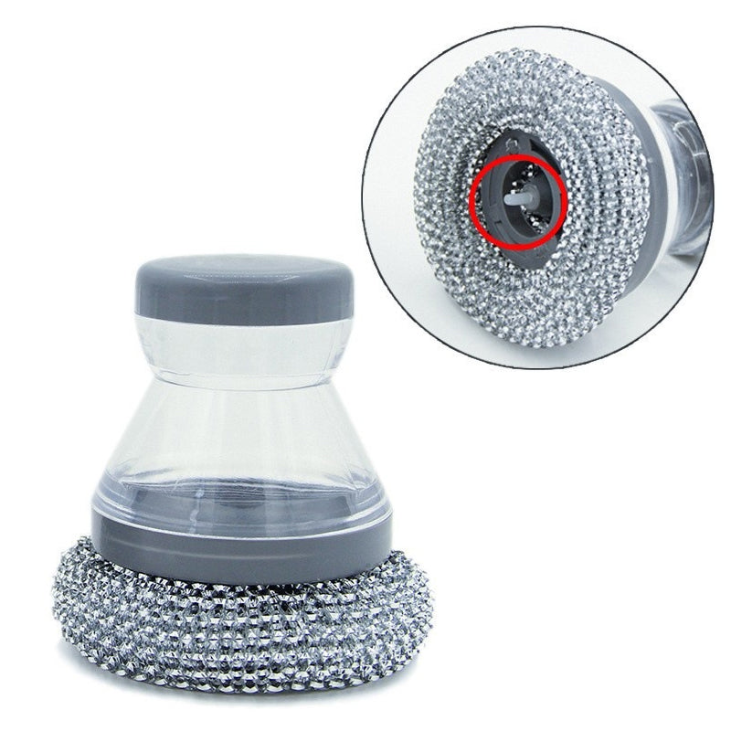 🧼Brosse à récurer avec distributeur de liquide vaisselle et tête amovible en PET