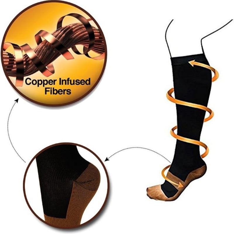 🧦⚡ Chaussettes de compression à fibres de cuivre — soulagent la fatigue, maintien confortable toute la journée
