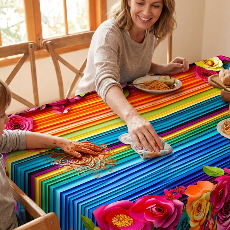 ⏰ Nappe fleurie imperméable pour dîner et fête
