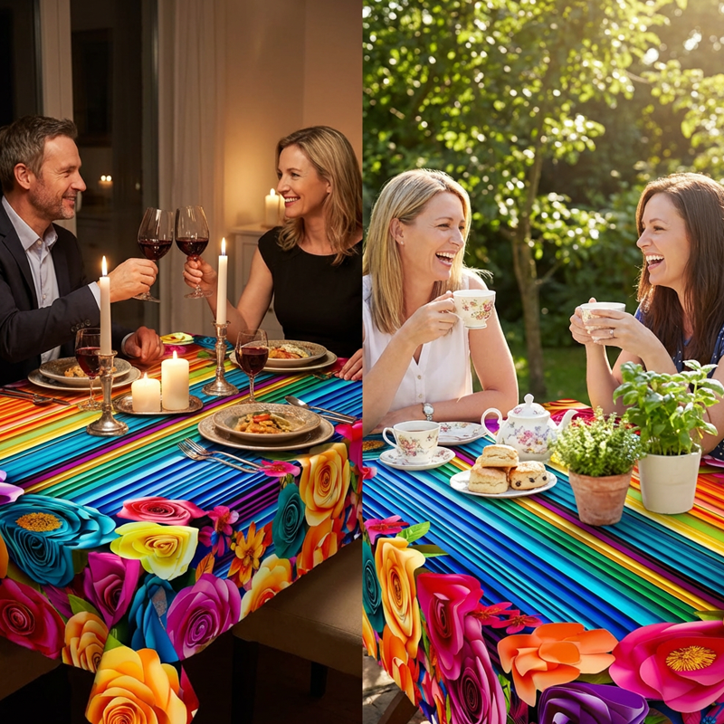 ⏰ Nappe fleurie imperméable pour dîner et fête