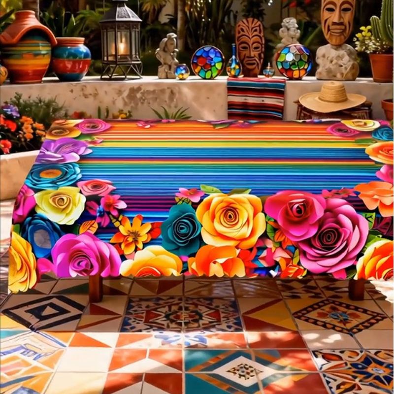 ⏰ Nappe fleurie imperméable pour dîner et fête