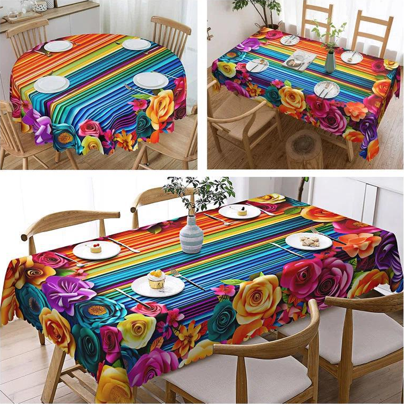⏰ Nappe fleurie imperméable pour dîner et fête