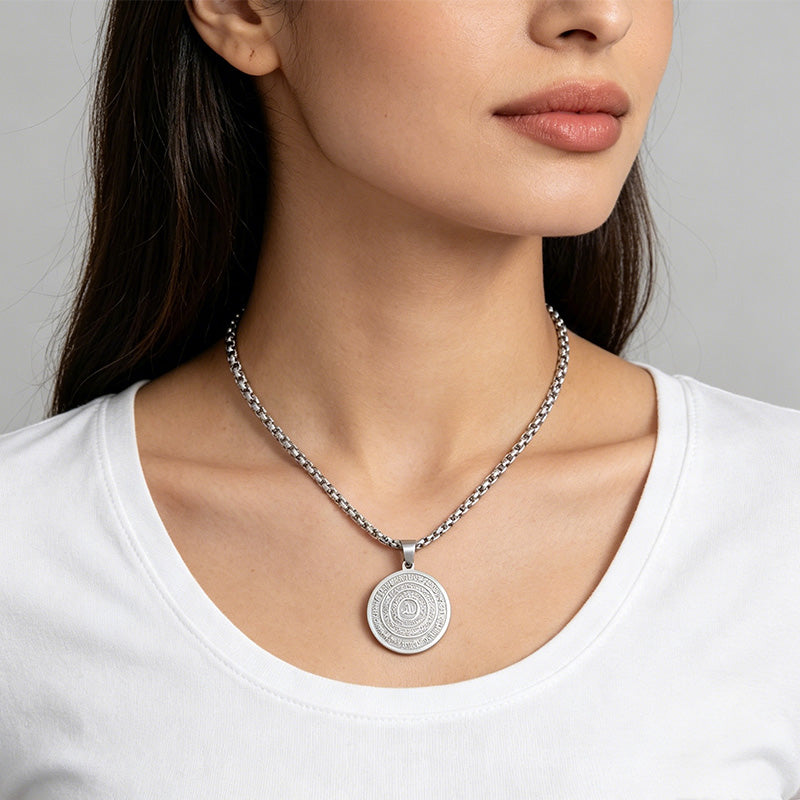 ✨📿 Collier en acier inoxydable avec calligraphie arabe--un rappel élégant de foi au quotidien