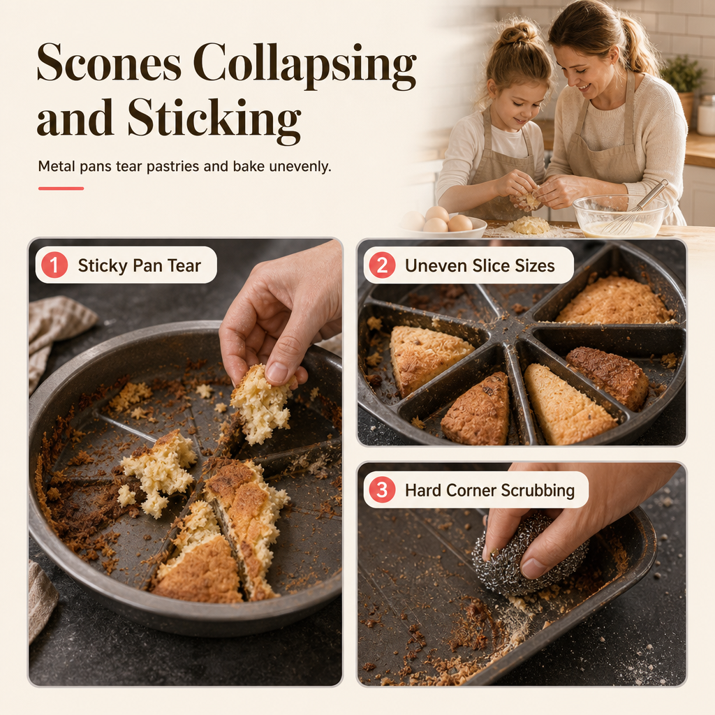 🧁 Moule à scones triangulaire en silicone, 8 cavités – antiadhérent, démoulage facile et cuisson uniforme