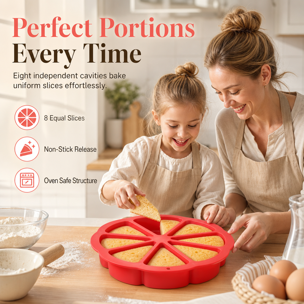 🧁 Moule à scones triangulaire en silicone, 8 cavités – antiadhérent, démoulage facile et cuisson uniforme