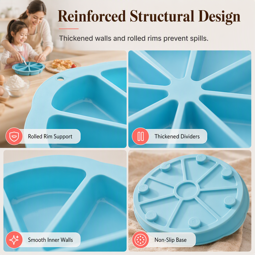🧁 Moule à scones triangulaire en silicone, 8 cavités – antiadhérent, démoulage facile et cuisson uniforme