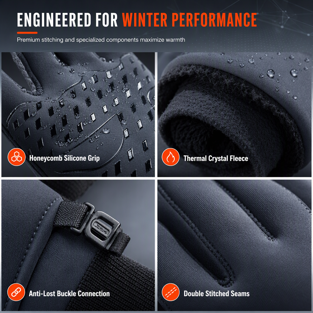 🧤❄️ Gants thermiques de haute qualité – Chauds, compatibles écrans tactiles, antidérapants ✨