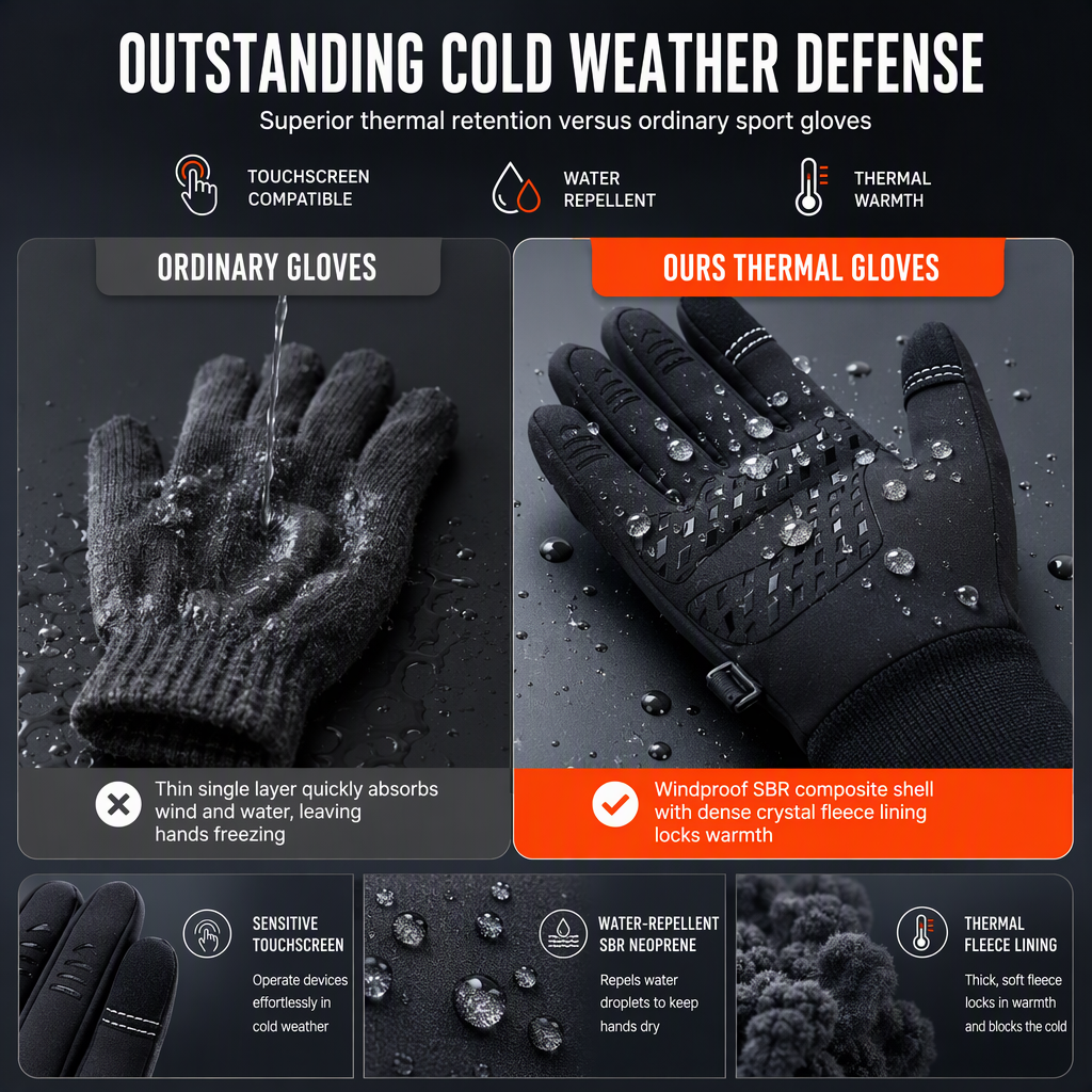 🧤❄️ Gants thermiques de haute qualité – Chauds, compatibles écrans tactiles, antidérapants ✨